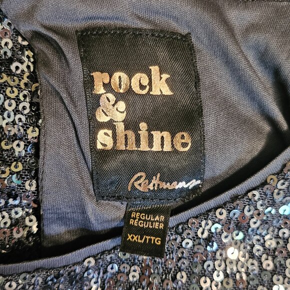 Rock & Shine by Reitmans Silver Short -Sleeved Sequin Top Size XXL - Picture 7 of 9